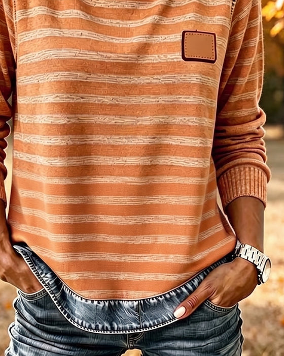 Hoodie Patchwork Stribe Casual