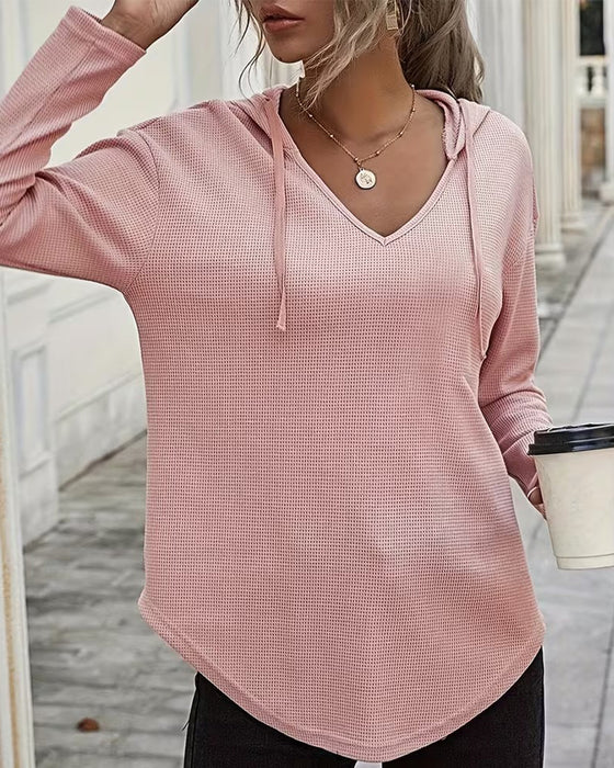 Bluse V-Hals Hoodie Uregelmæssig