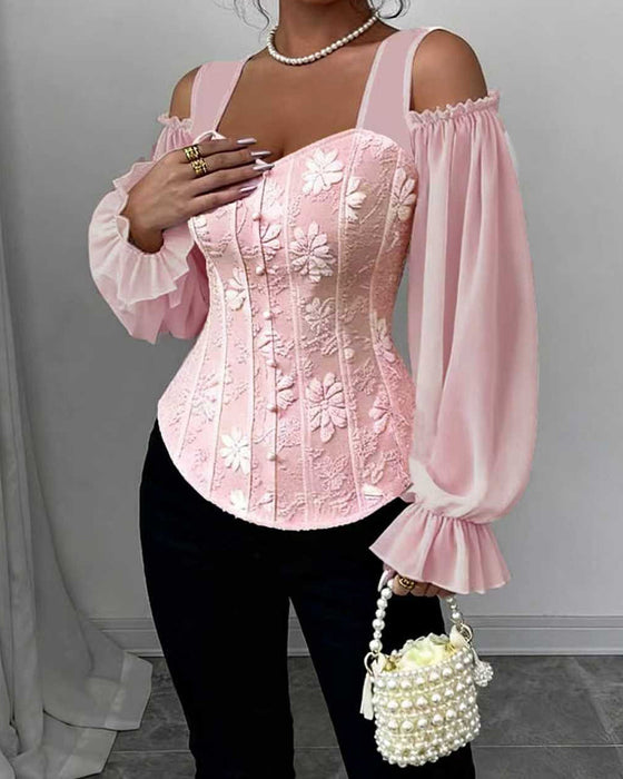 Bluse Off-Shoulder Lang Ærme Talje