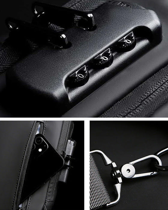 Tyverisikret brysttaske med kodelås