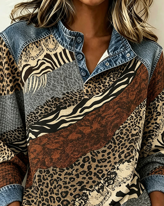 Bluse Patchwork Leopard Knap