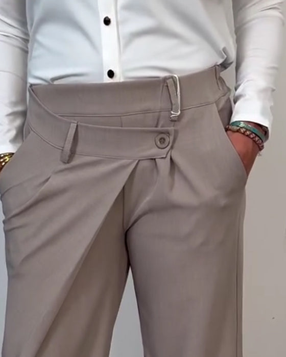 Bukser Casual Ensfarvet Asymmetrisk