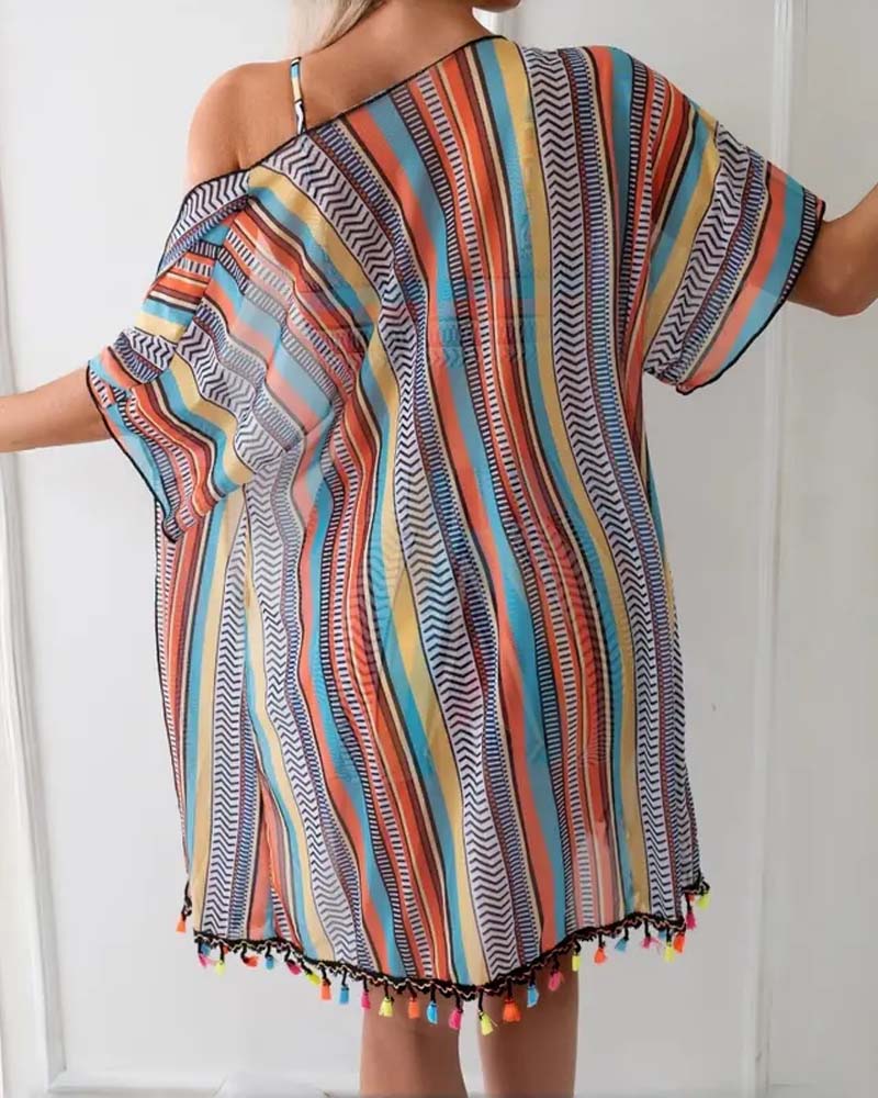 Badedragt med resort-print og tredelt bikini