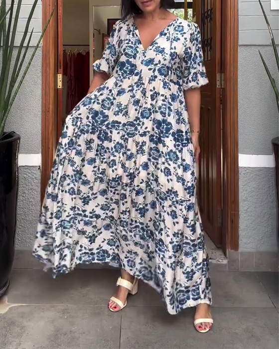 Kjole Kortærmet Blomsterprint