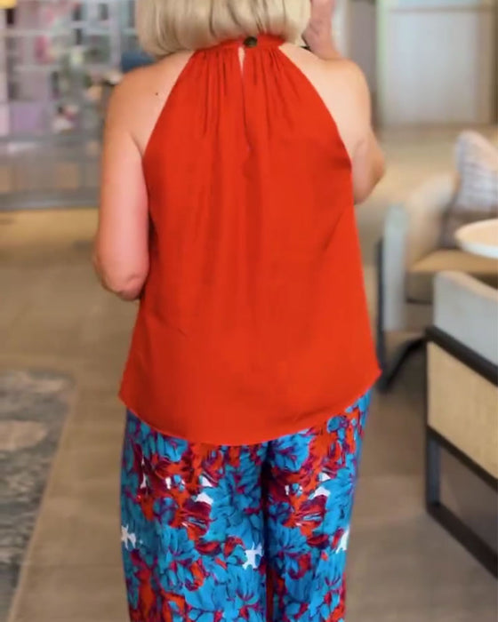 Tank Top Bånd Ærmeløs Halter