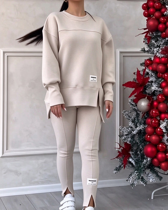 Sæt Trykt Sweatshirt Og Joggingbukser