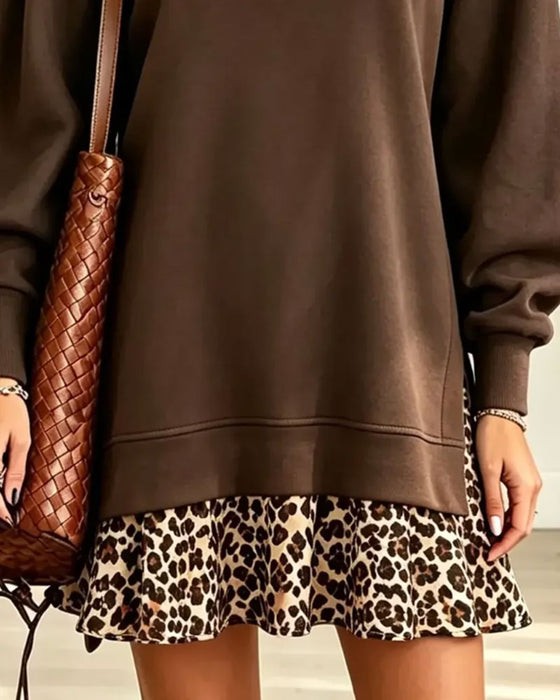 Kjole Reverskrave Leopardprint Fusk Todelt