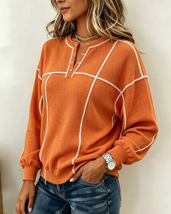 Sweatshirt V-Hals Linje Lang Ærme