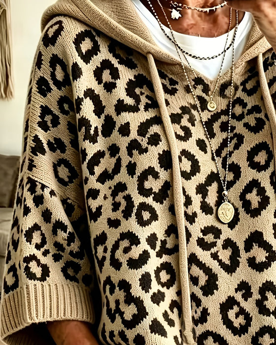 Hoodie Leopardmønster Mellemærme Lomme