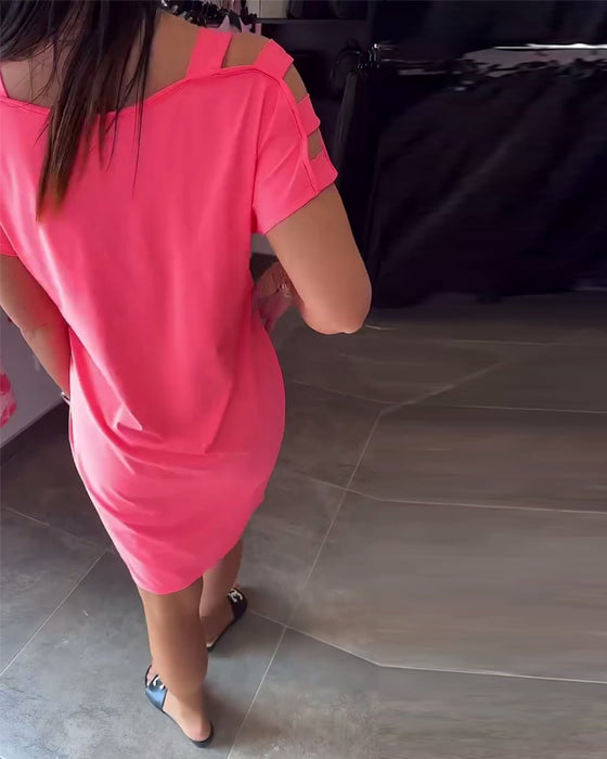 Kjole Off-Shoulder Printet Moderigtig