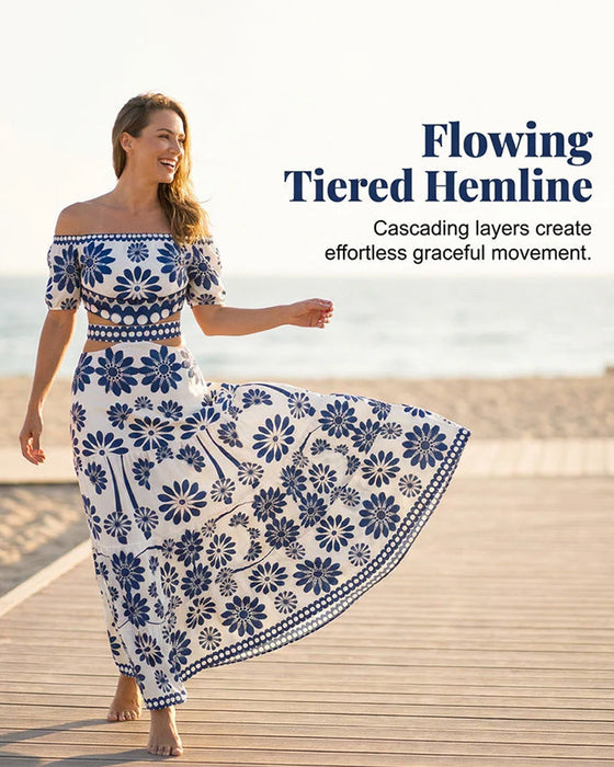 Kjole Off-Shoulder Blomstrende Udskæring