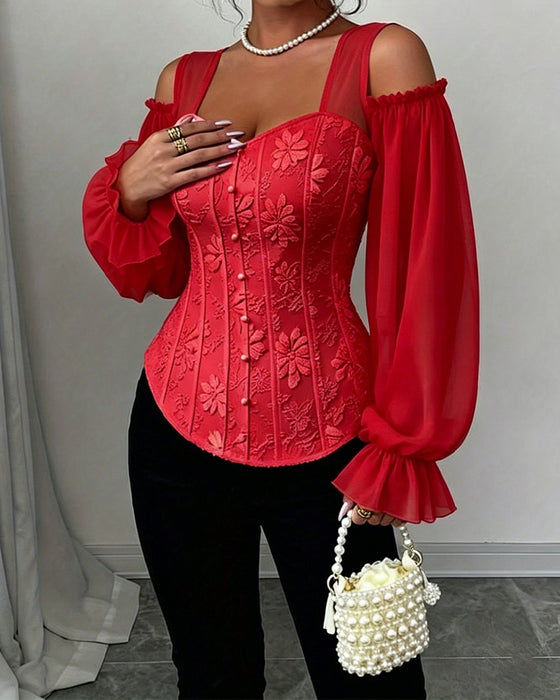 Bluse Off-Shoulder Lang Ærme Talje