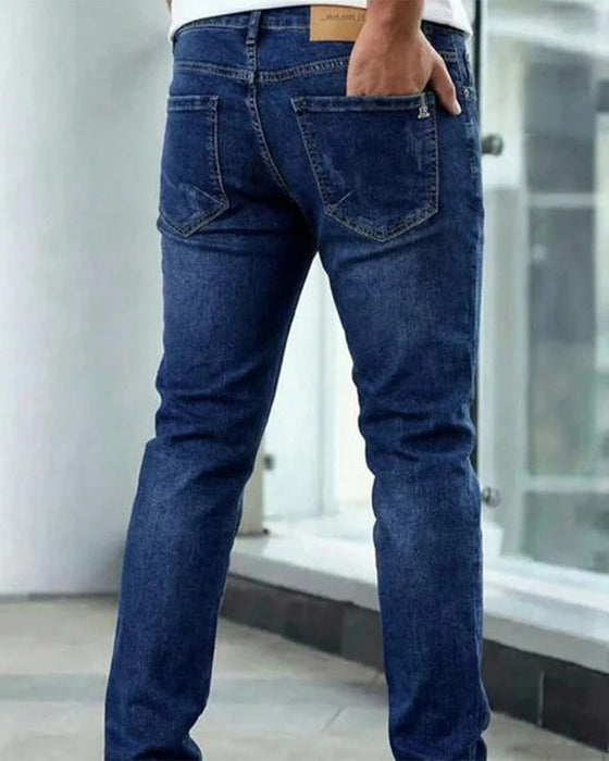Jeans Herre Afslappet Ensfarvet