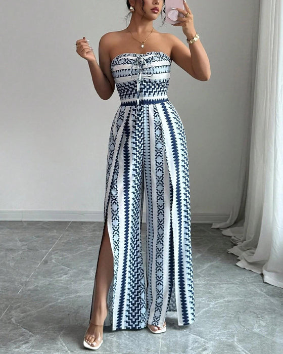 Jumpsuit Geometrisk Bandeau Slids Bred Ben