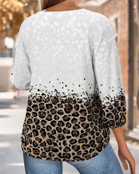 Top Trekvartærme Leopardprint