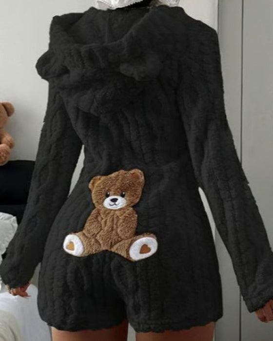 Heldragt Ensfarvet Hætte Fleece