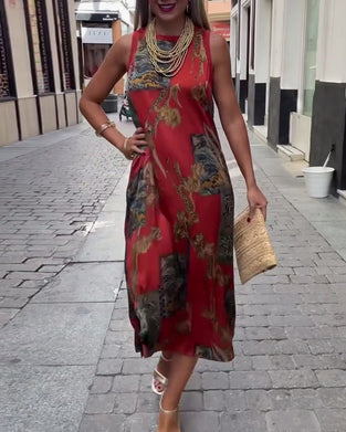 Kjole Trykt Ærmeløs Slids