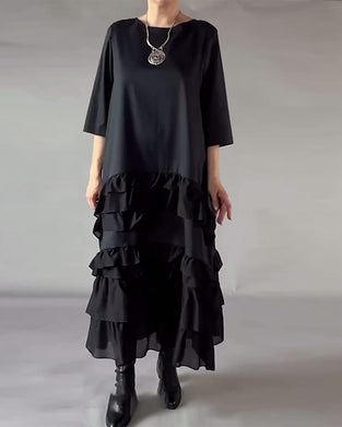 Kjole Med Rund Hals Og Dobbelt Lag