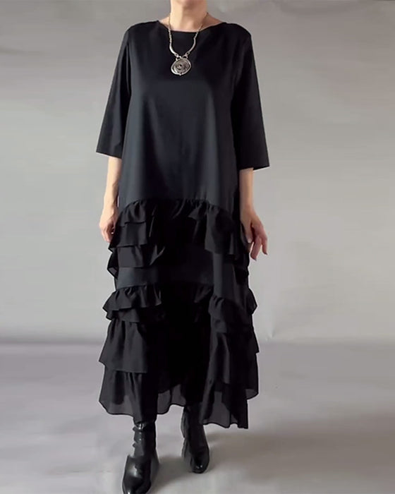 Kjole Med Rund Hals Og Dobbelt Lag