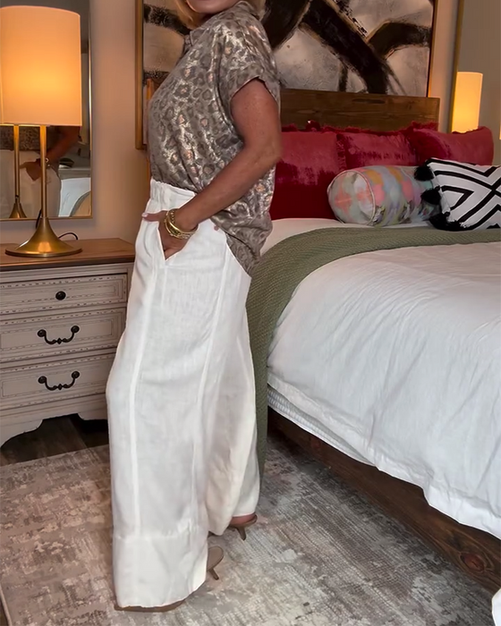 Bluse afslappet leopardprint