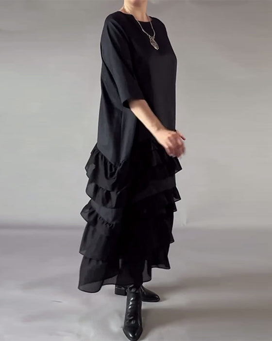 Kjole Med Rund Hals Og Dobbelt Lag