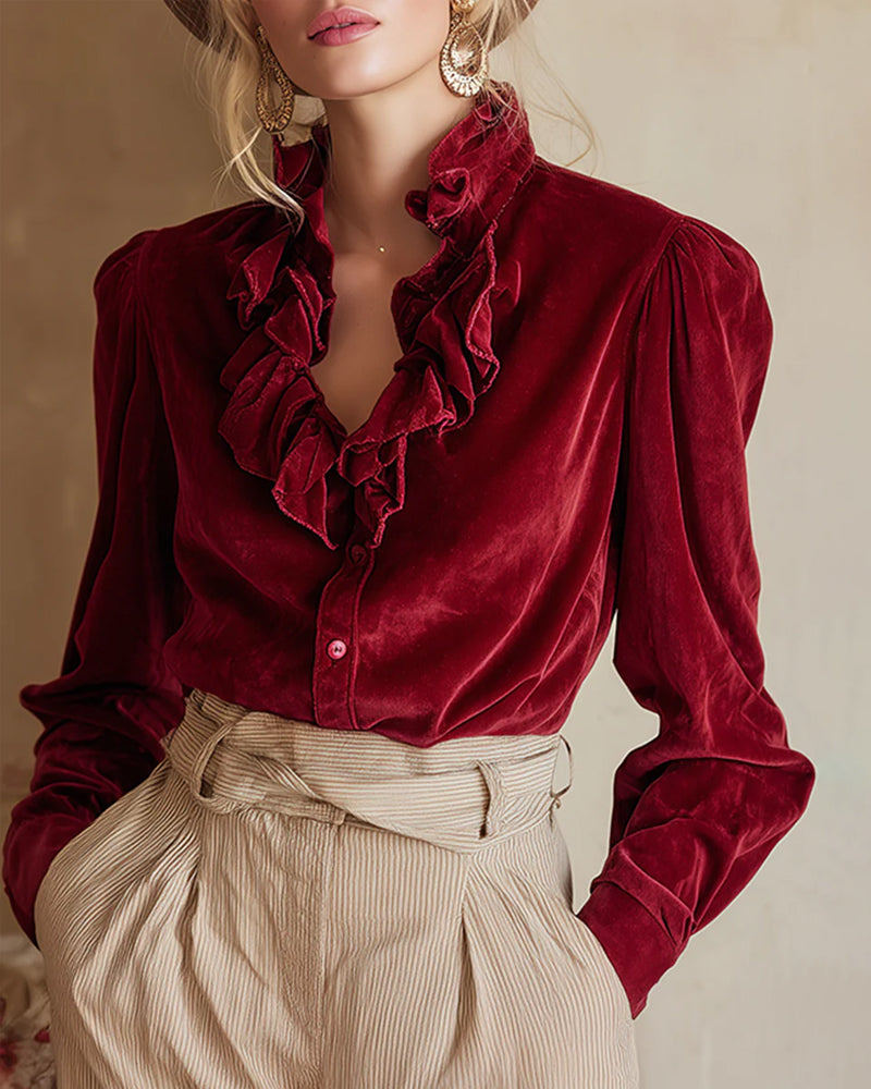 Top Med Volangdetalj Och Pufferm Design