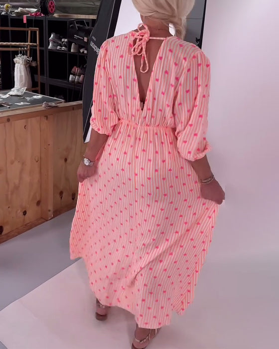 Kjole Elegant V-Udskæring Hjertemønster