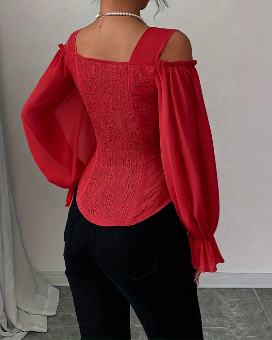 Bluse Off-Shoulder Lang Ærme Talje
