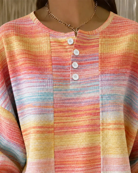 Sweatshirt Rundhalset Knap Ombre