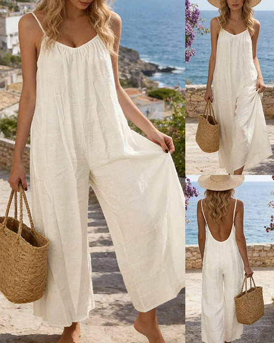 Jumpsuit Tynde Remme Enfarvet