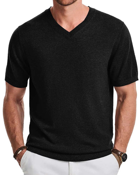 Pullover Mini V-Hals Casual Ensfarvet