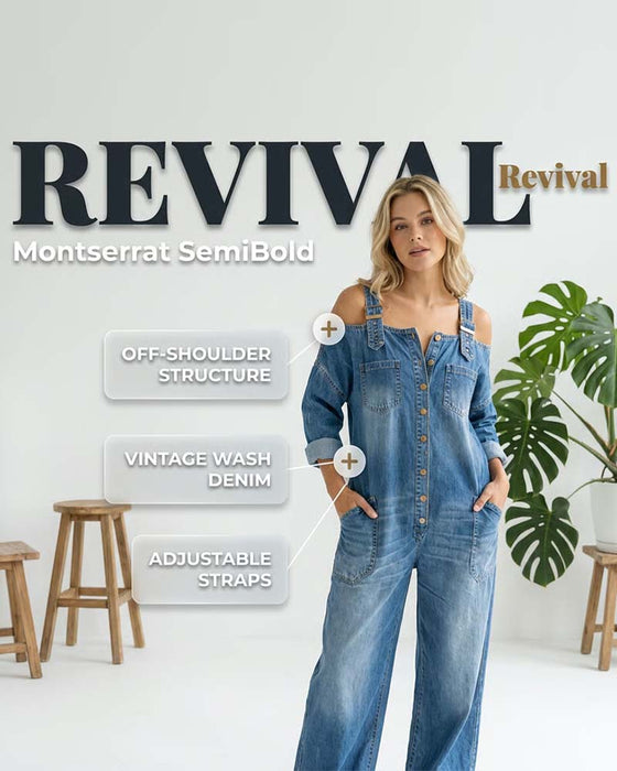 Jumpsuit Spagettibånd Kold Skulder Bred Ben Denim