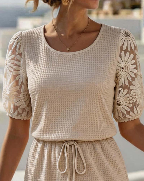 Kjole Vaffel Strik Patchwork Daisy Blonder