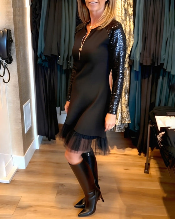 Kjole Modne Glimmer Lynlås Syning