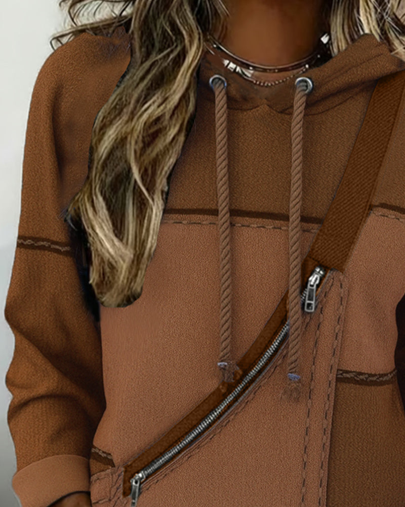 Stilfuld Hættetrøje Med Farveblokke