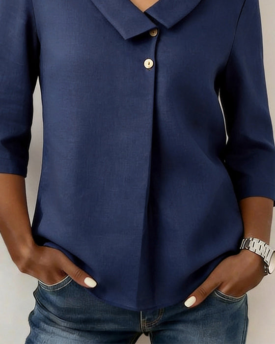 Bluse Revers Knap Babydoll
