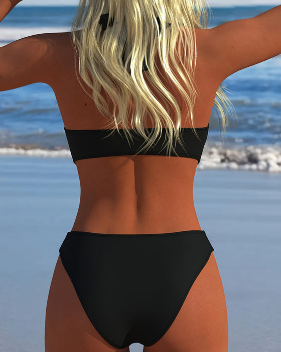 Bikini Halter Hjerte Spænde Solid Farve