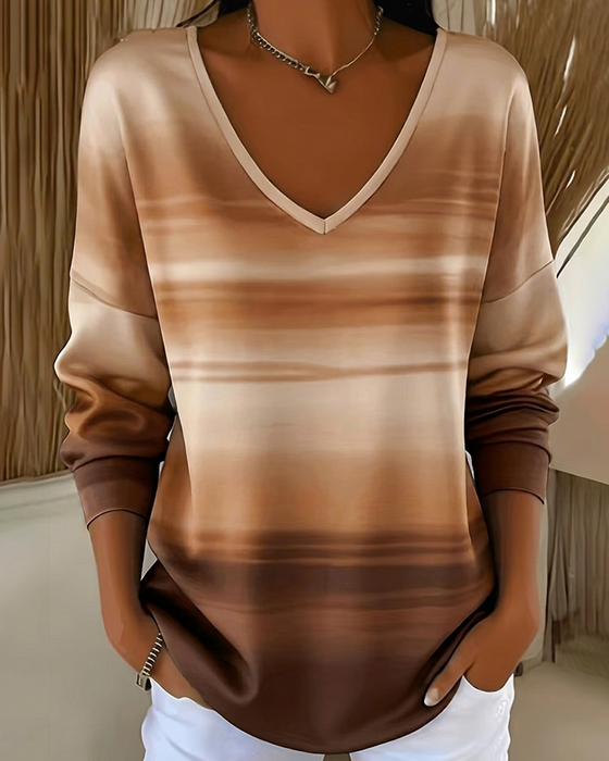 Sweatshirts V-Hals Lang Ærme Ombre