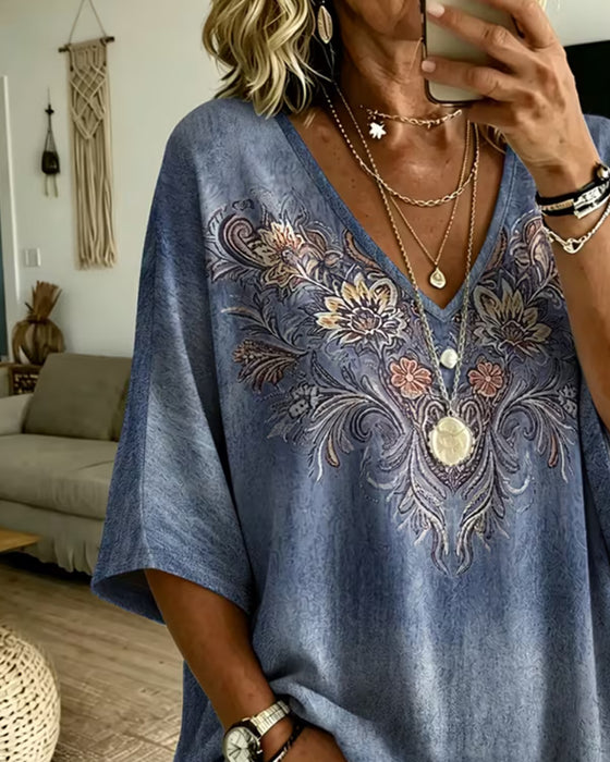 Bluse V-Hals Casual Trendy
