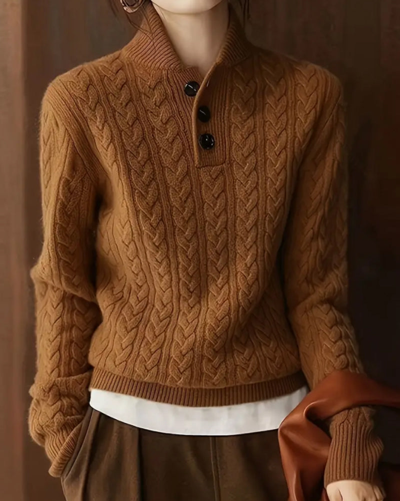 Pullover Ståkrave Flettestrik