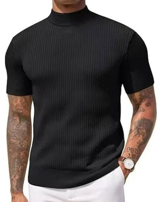 T-Shirt Mock Neck Herre Kort Ærme