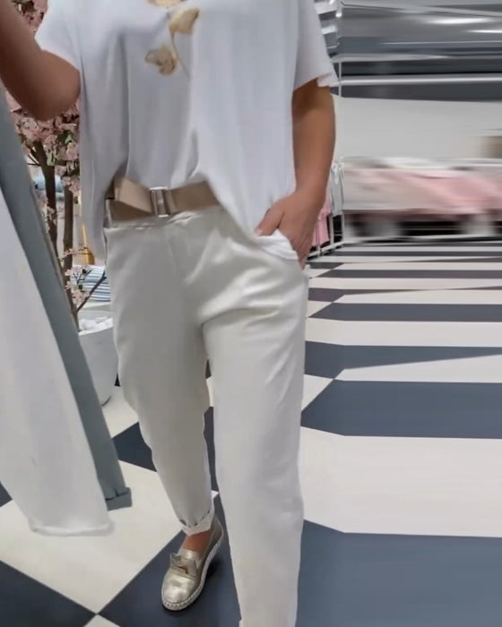 Bukser i ren farve og casual stil