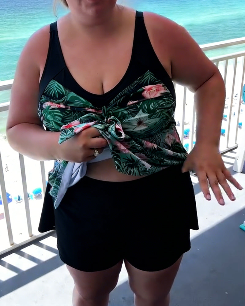 Badedragt med afslappet print og to dele