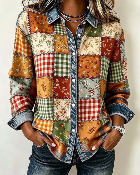 Top Kraveternet Denim Patchwork
