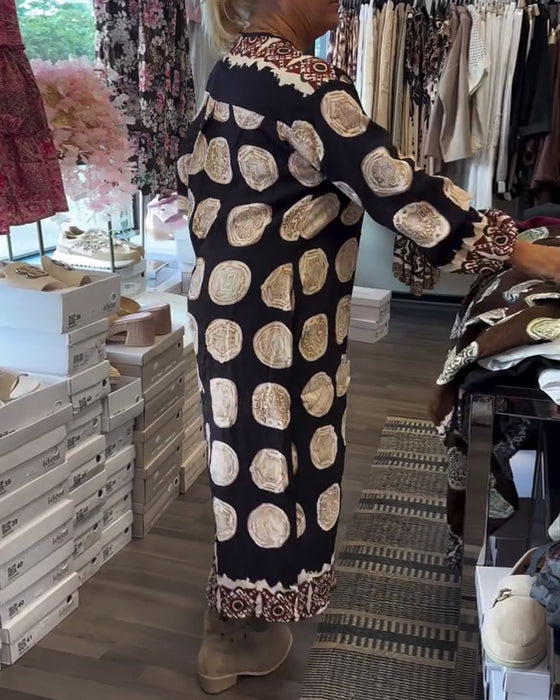 Kjole Langærmet V-Hals Trykt