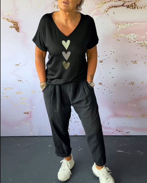 Ensfarvede loungewear bukser med elastisk talje