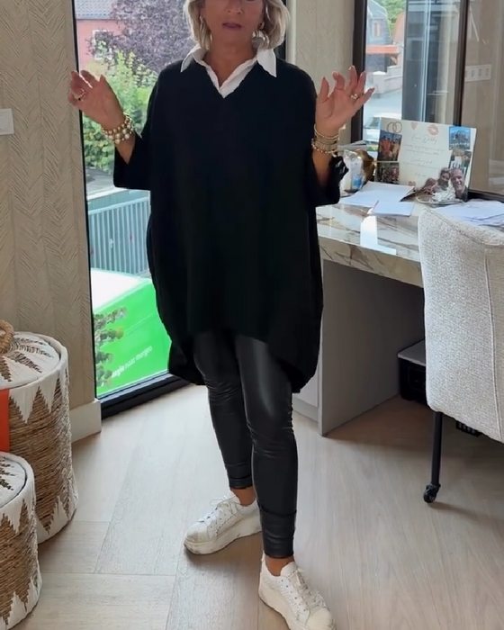 Genser Med V-Hals, Knappet Og Asymmetrisk Egenskaper