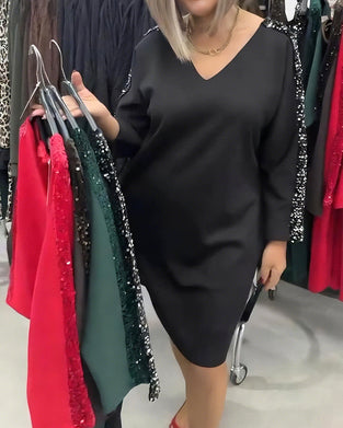 Kjole V-hals Med Glitter Sweatshirt