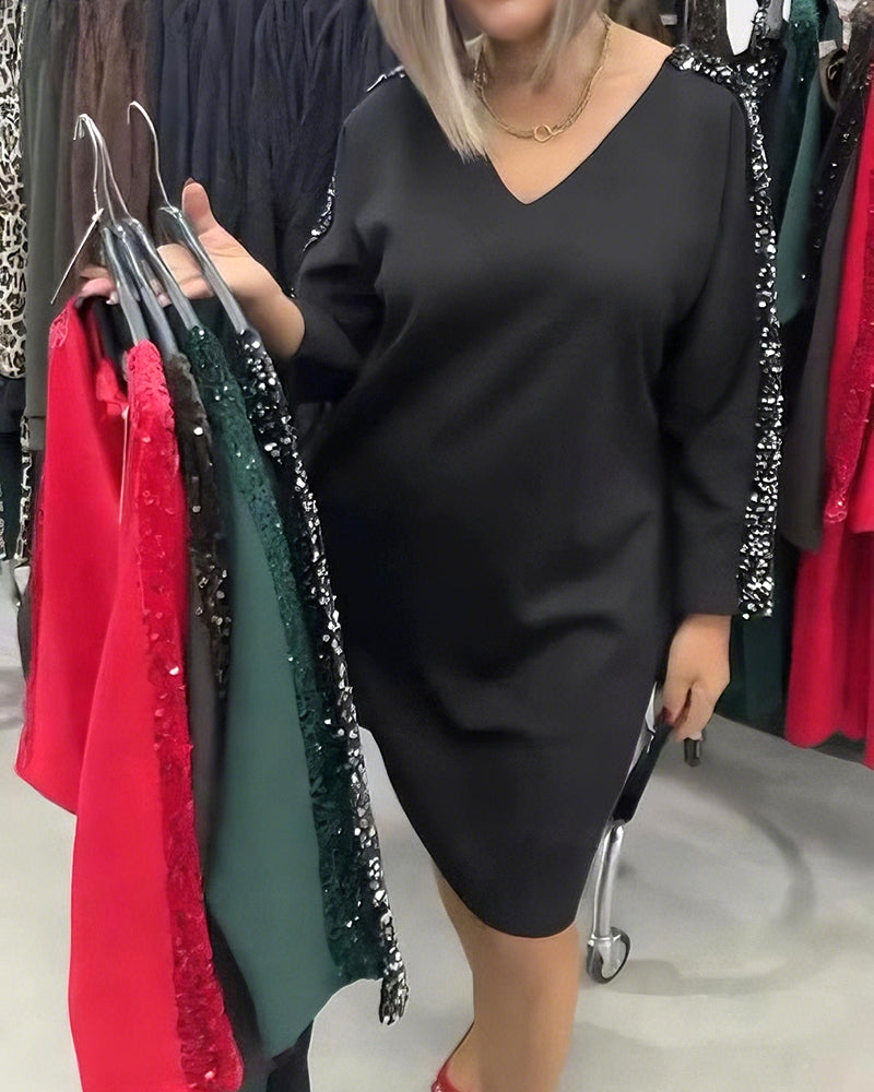 Kjole V-hals Med Glitter Sweatshirt