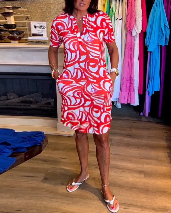 Casual kortærmet kjole med print